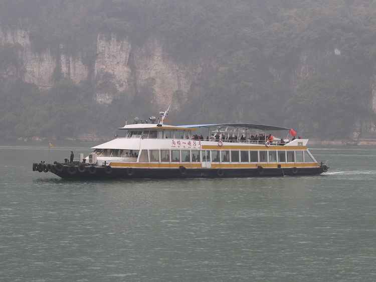 Yangtze River boat near Three Gorges dam site in Yichang, China.