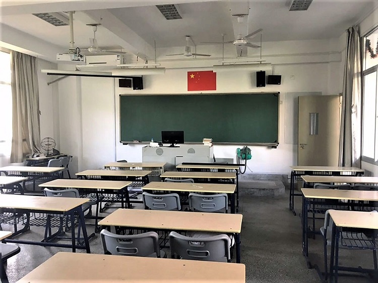 A traditional classroom set-up in China.
