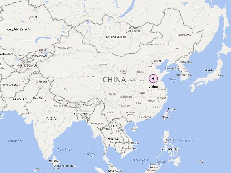 Map showing Jining Shandong in China