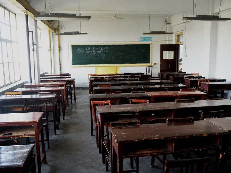 Traditional classroom in China - empty